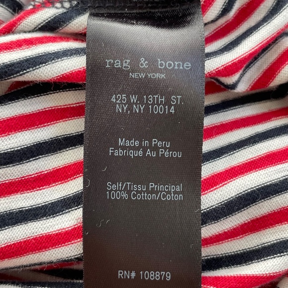 RAG & BONE Women’s Size Medium T-shirt Shift Dress Red White & Black Striped - Picture 4 of 6